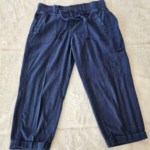 Ladies Navy Blue Capri Cargo Pants Sz Small